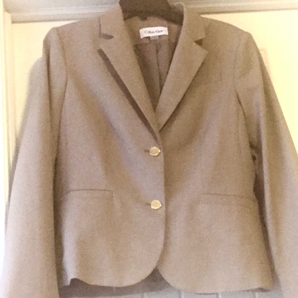 Calvin Klein Tan 2 button Blazer Jacket With Pockets Size 12 - Picture 1 of 9